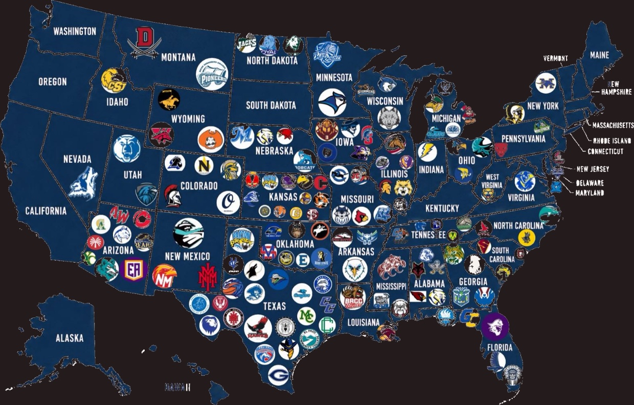 Les collèges de la NJCAA à travers les États-Unis